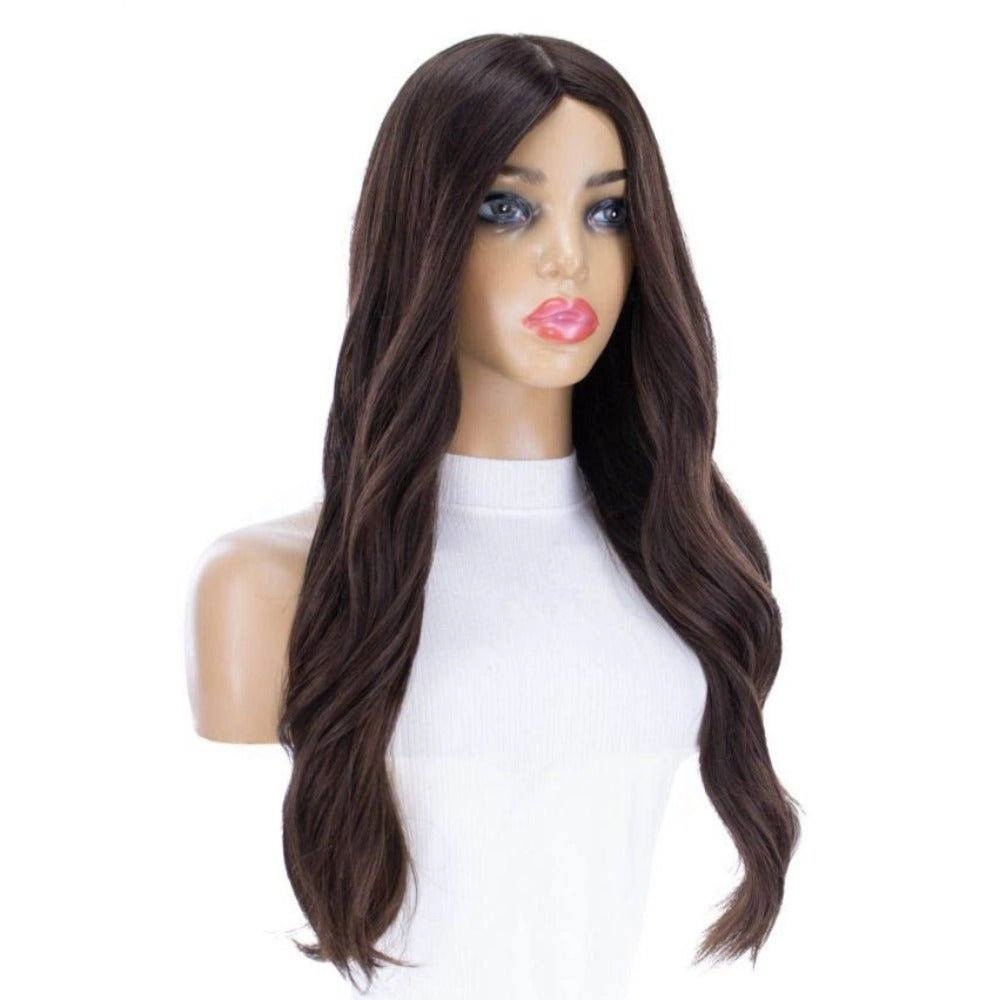 26" Ponytail Silk Top Wig Dark Brown