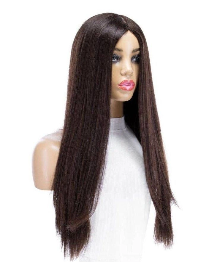 26" Ponytail Silk Top Wig Dark Brown