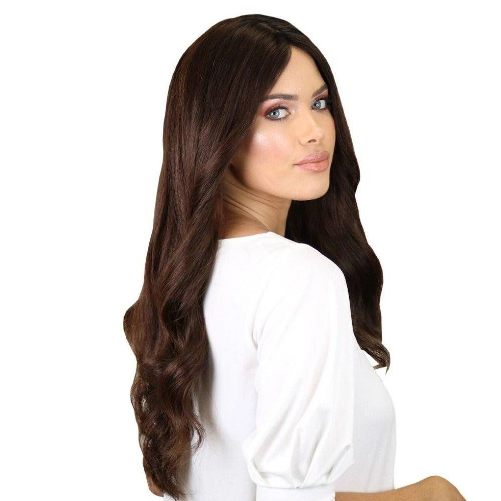 26" Ponytail Silk Top Wig Dark Brown