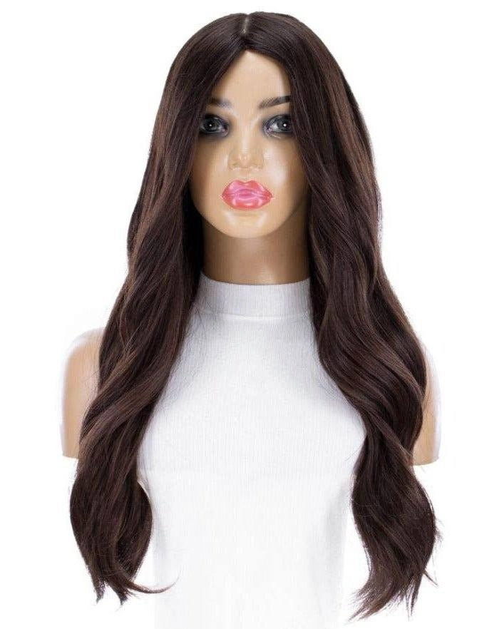 26" Ponytail Silk Top Wig Dark Brown