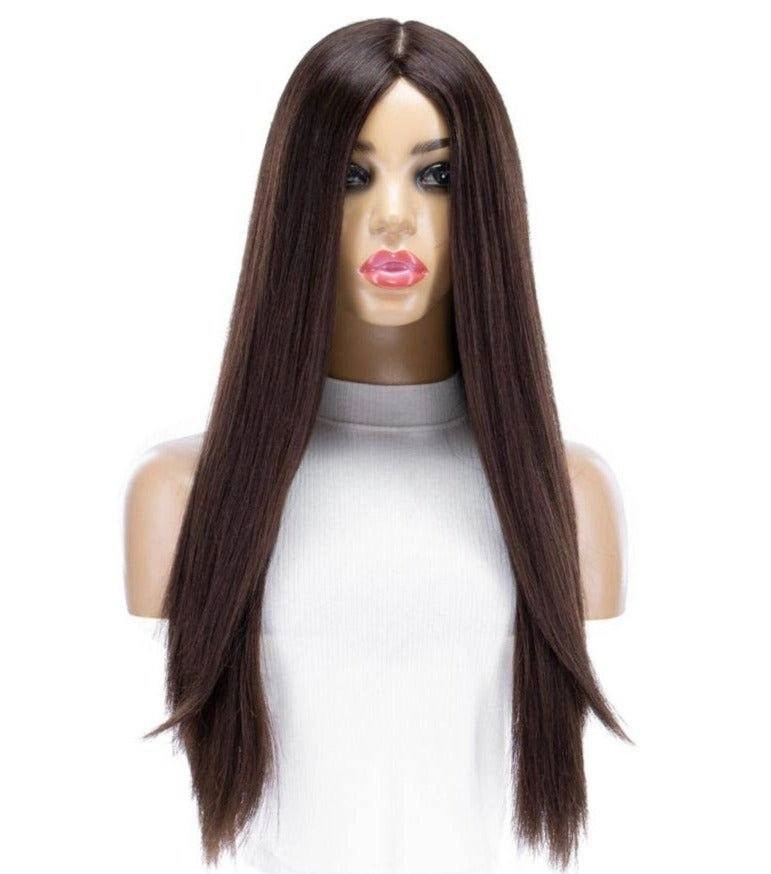 26" Ponytail Silk Top Wig Dark Brown
