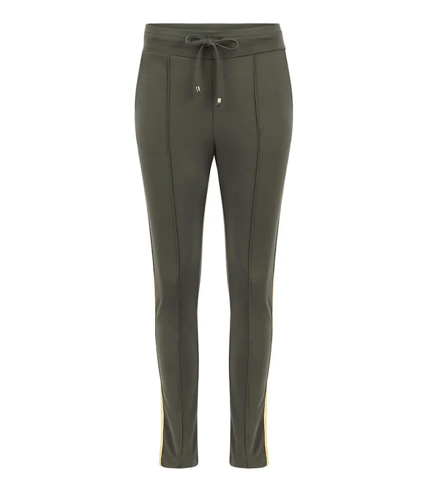 Army Green W/ Gold Stripe Sweatpants