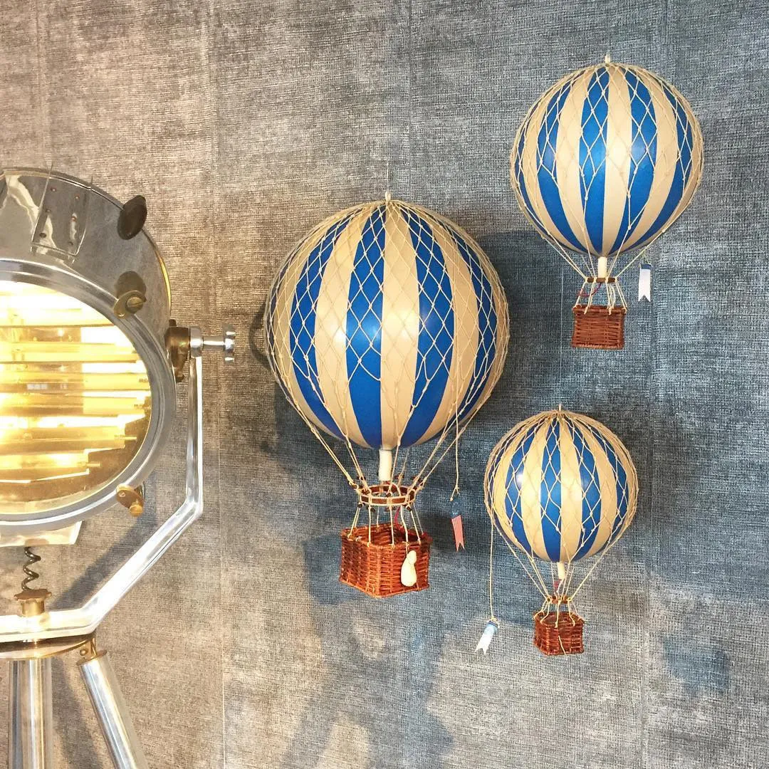 Authentic Models Travels Light. Blue - Hot Air Balloon Hanging Decor - 30cm