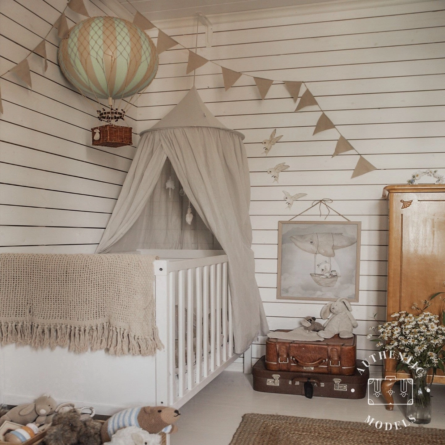 Authentic Models Travels Light. Rainbow Pastel - Hot Air Balloon Hanging Decor - 30cm