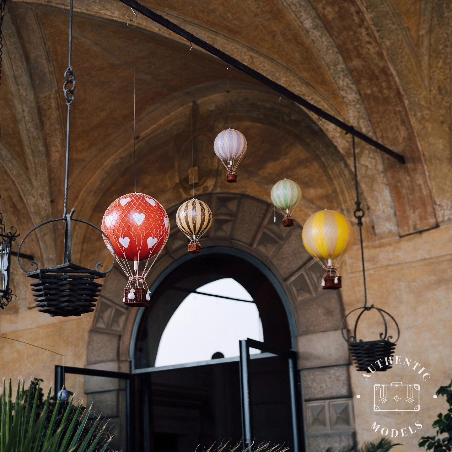 Authentic Models Travels Light. Rainbow Pastel - Hot Air Balloon Hanging Decor - 30cm