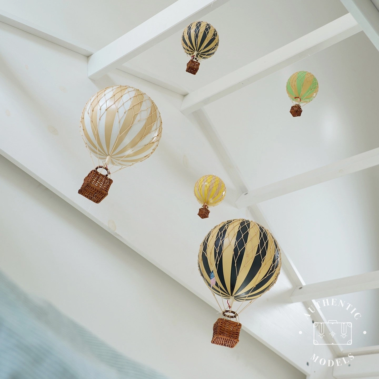 Authentic Models Travels Light. Rainbow Pastel - Hot Air Balloon Hanging Decor - 30cm