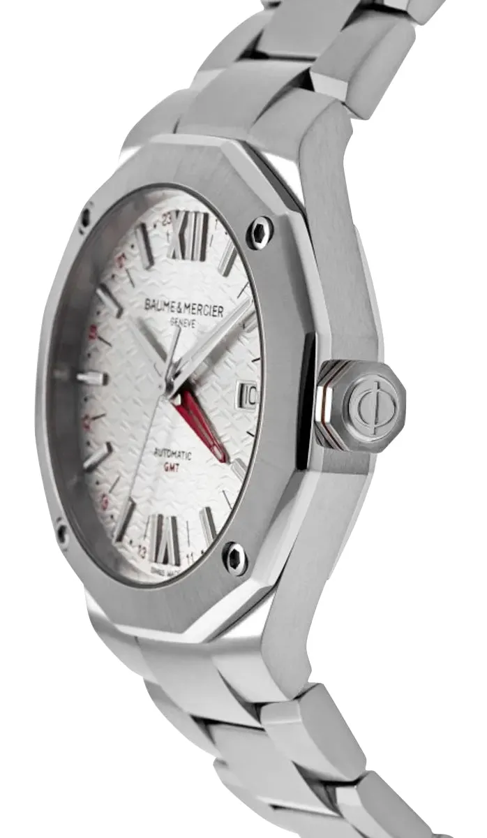 Baume & Mercier Riviera Automatic GMT Stainless Steel Silver Dial Date Mens Watch M0A10658