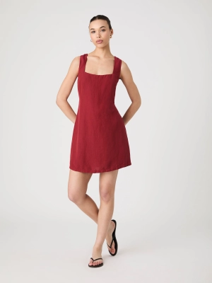 Birdie Linen Square Neck Mini Dress