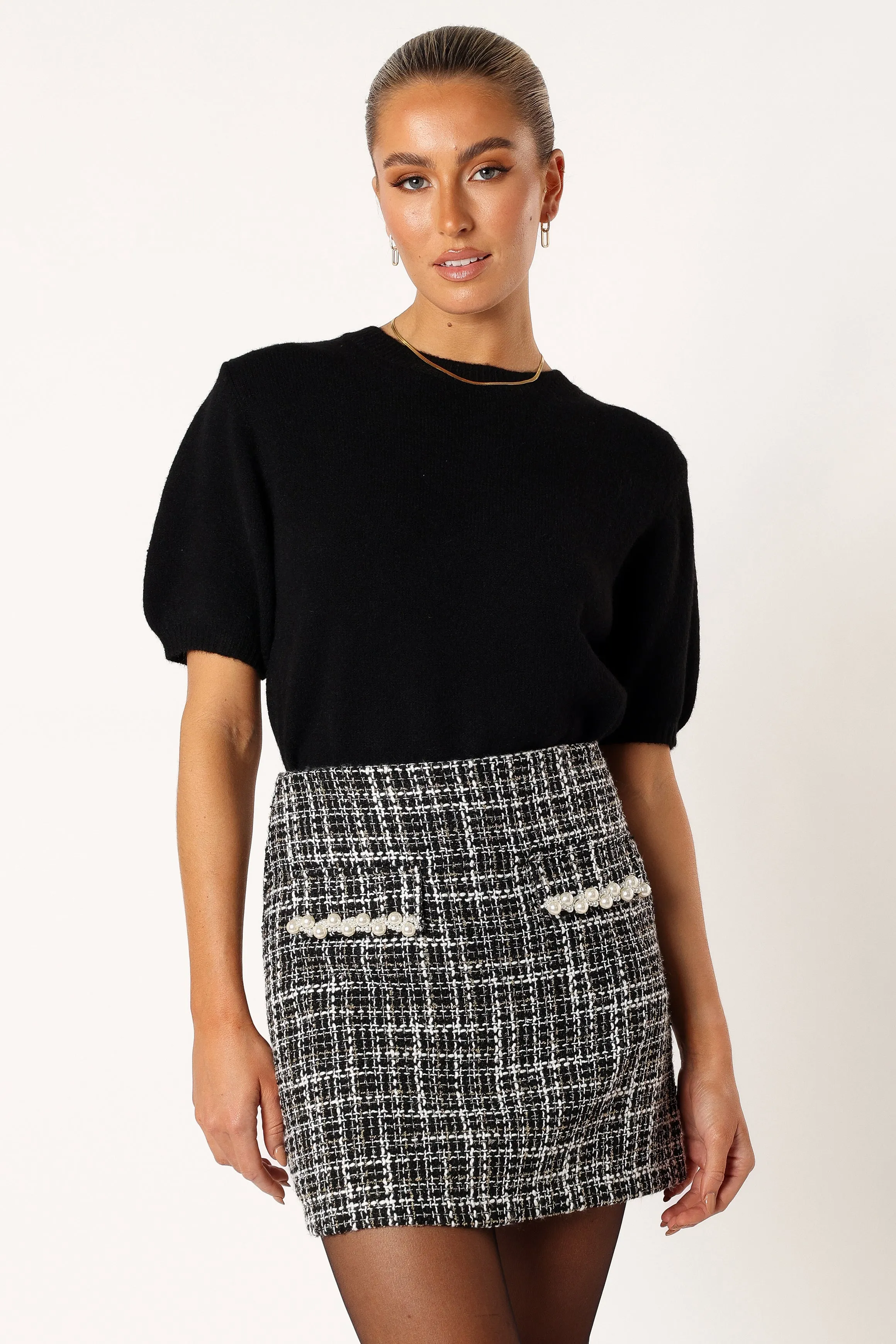 Blaire Mini Skirt - White Black