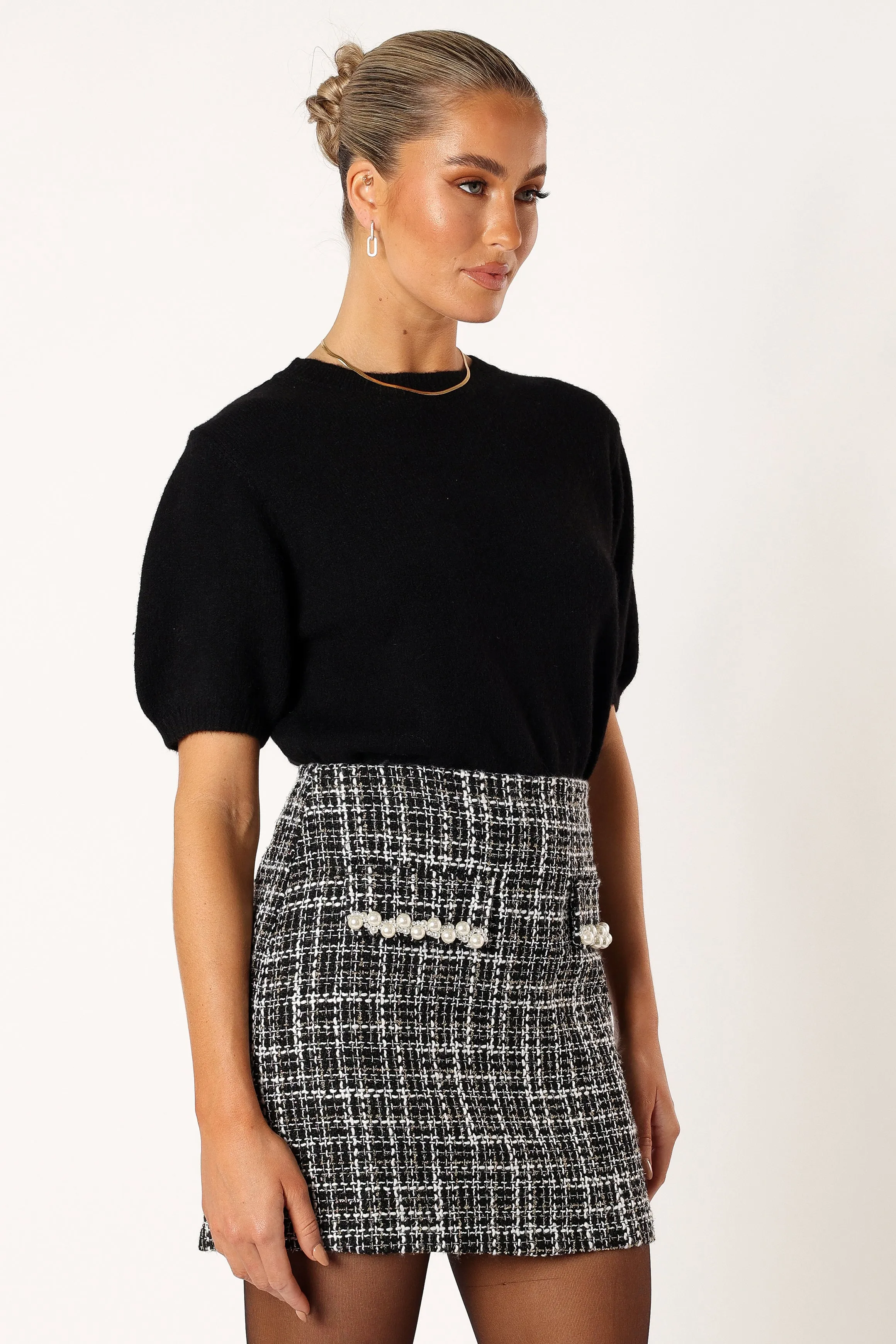 Blaire Mini Skirt - White Black