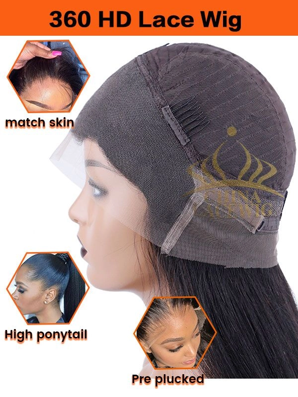 Chinalacewig Kinky Straight 360 HD Front Lace Wig NCF164