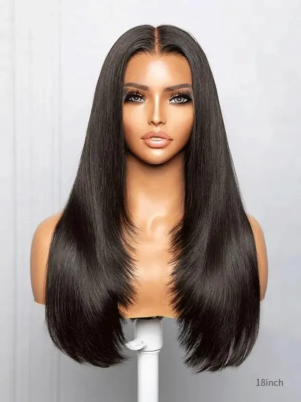 Chinalacewig Wear Go Pre Cut HD Lace 5*5 Closure Layer Wig Quick & Easy Glueless Wig With Breathable Cap Air Wig CS010