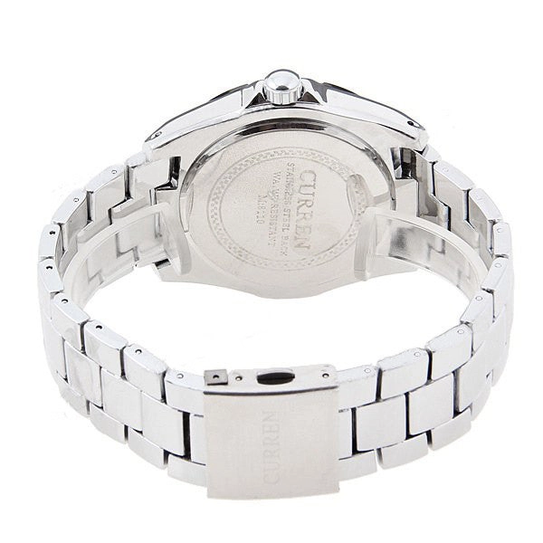 Curren Quartz Men's Stainless Steel Watch with Black Accent  (White 5.2cm Dial) - CUR095