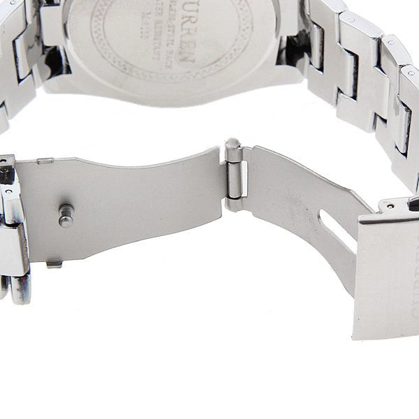 Curren Quartz Men's Stainless Steel Watch with Black Accent  (White 5.2cm Dial) - CUR095