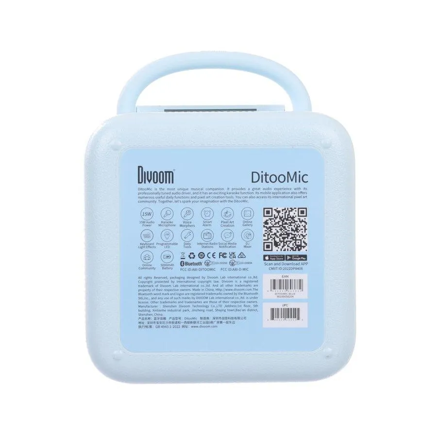 DIVOOM Ditoo Mic Pixel Art Speaker With Microphone Blue