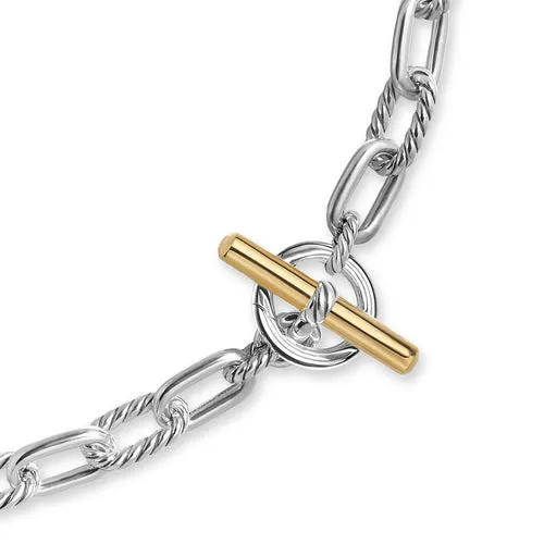 DY Madison Toggle Chain Necklace in Sterling Silver with 18K Yellow Gold, 18"