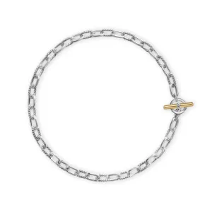 DY Madison Toggle Chain Necklace in Sterling Silver with 18K Yellow Gold, 18"