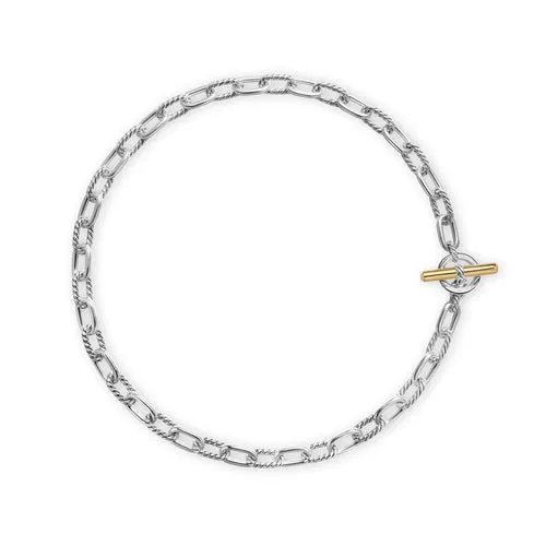 DY Madison Toggle Chain Necklace in Sterling Silver with 18K Yellow Gold, 18"