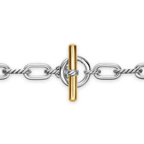 DY Madison Toggle Chain Necklace in Sterling Silver with 18K Yellow Gold, 18"