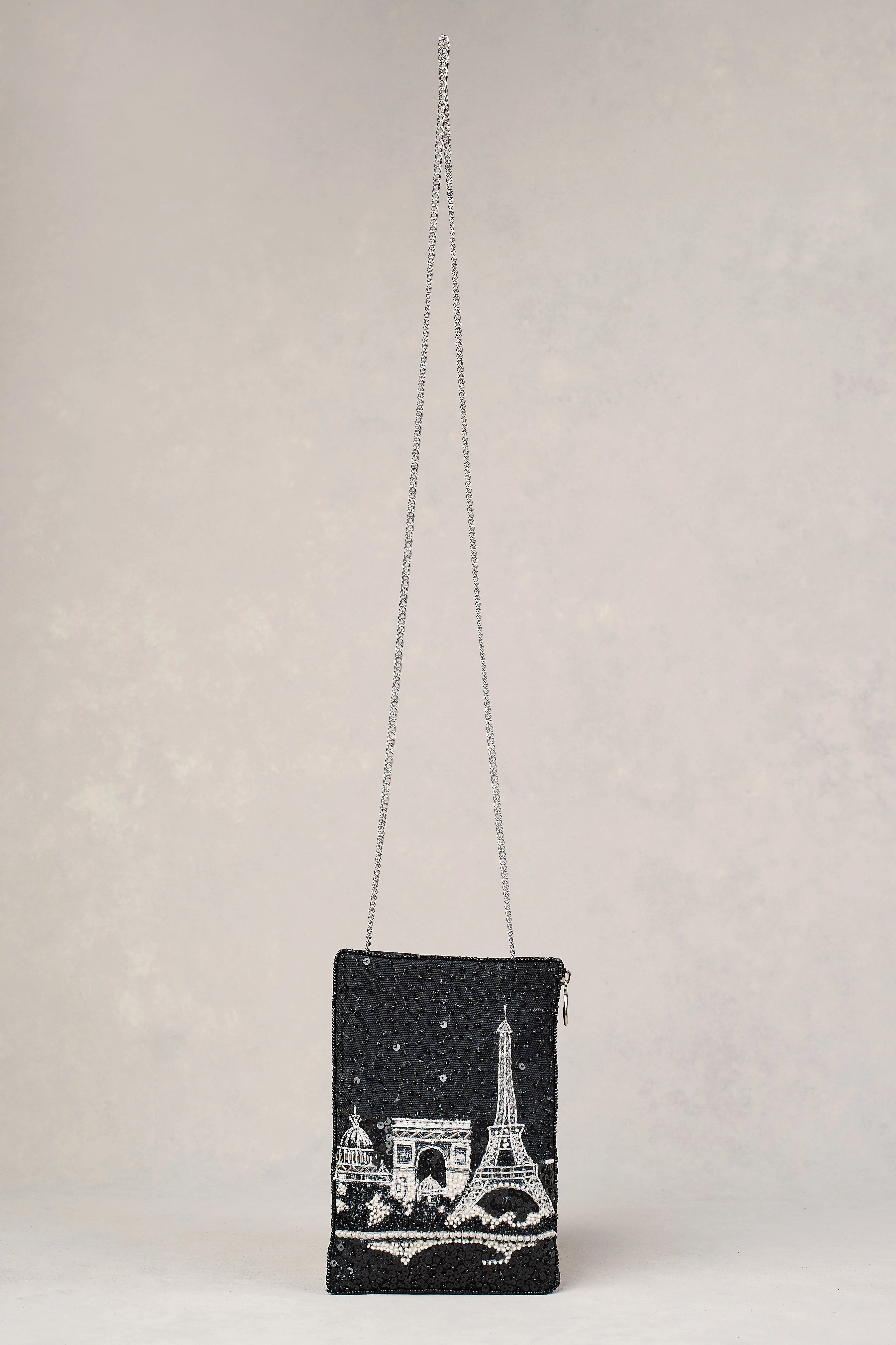 Eiffel Border Cos Bag - Black & White