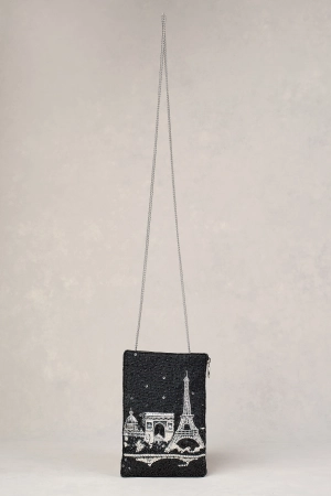 Eiffel Border Cos Bag - Black & White