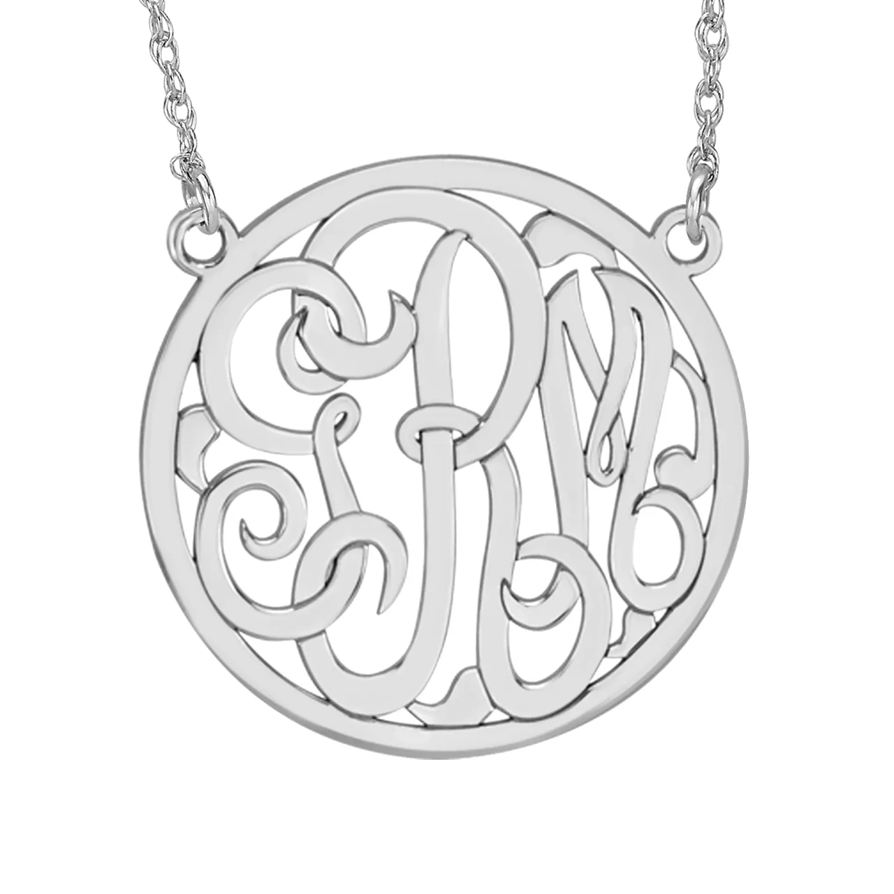 Fink's 40mm Classic Bordered Monogram Necklace