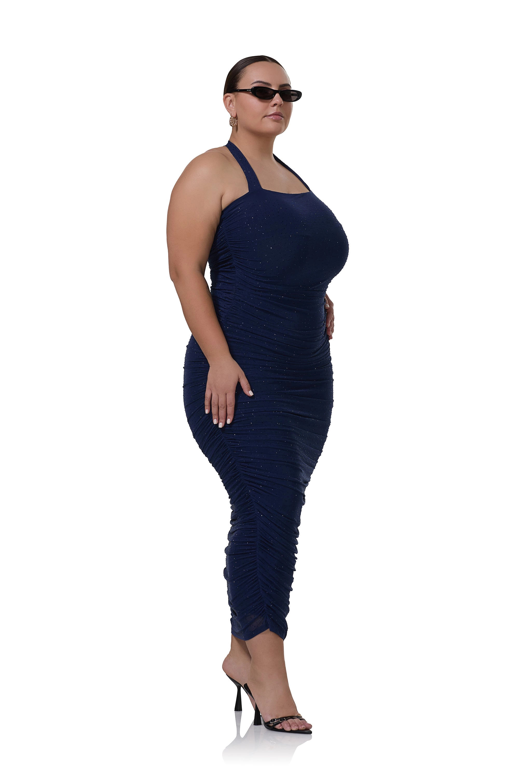 Indina Rhinestone Dress - Bright Navy