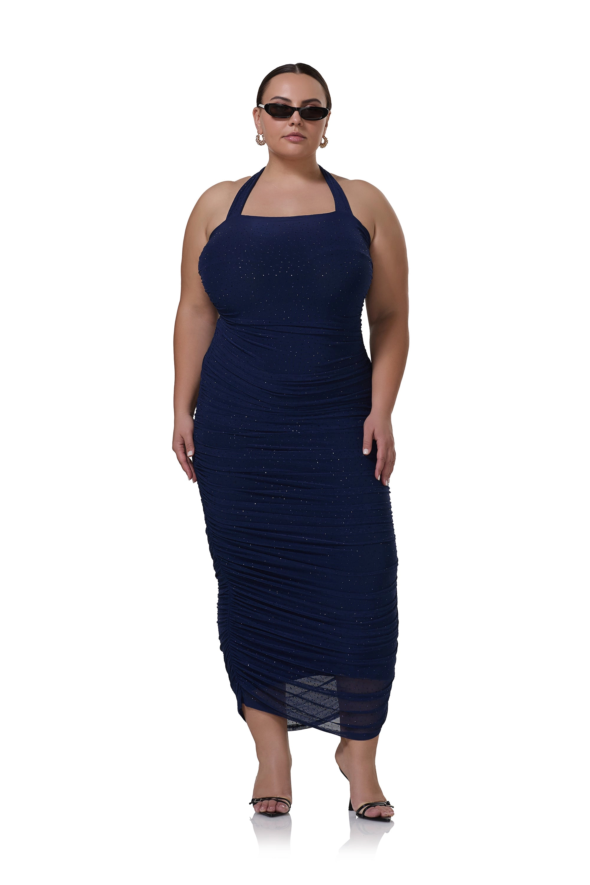 Indina Rhinestone Dress - Bright Navy