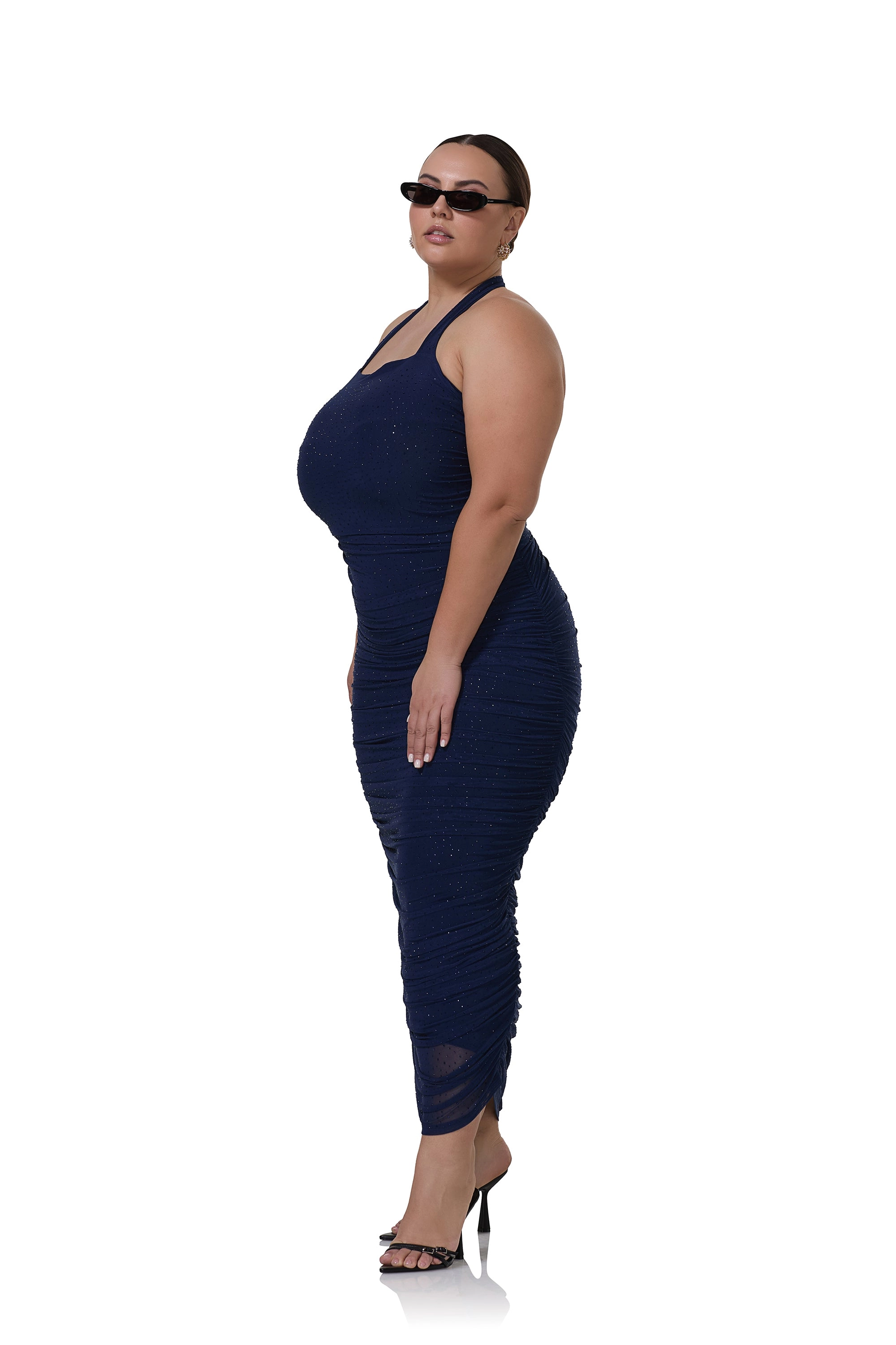 Indina Rhinestone Dress - Bright Navy