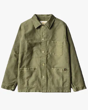 Le Mont St Michel Moleskin Vintage Washed Work Jacket - Khaki