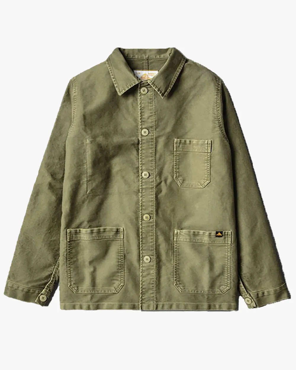 Le Mont St Michel Moleskin Vintage Washed Work Jacket - Khaki