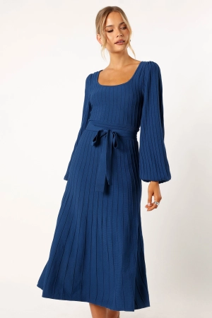 Lexi Long Sleeve Midi Dress - Blue