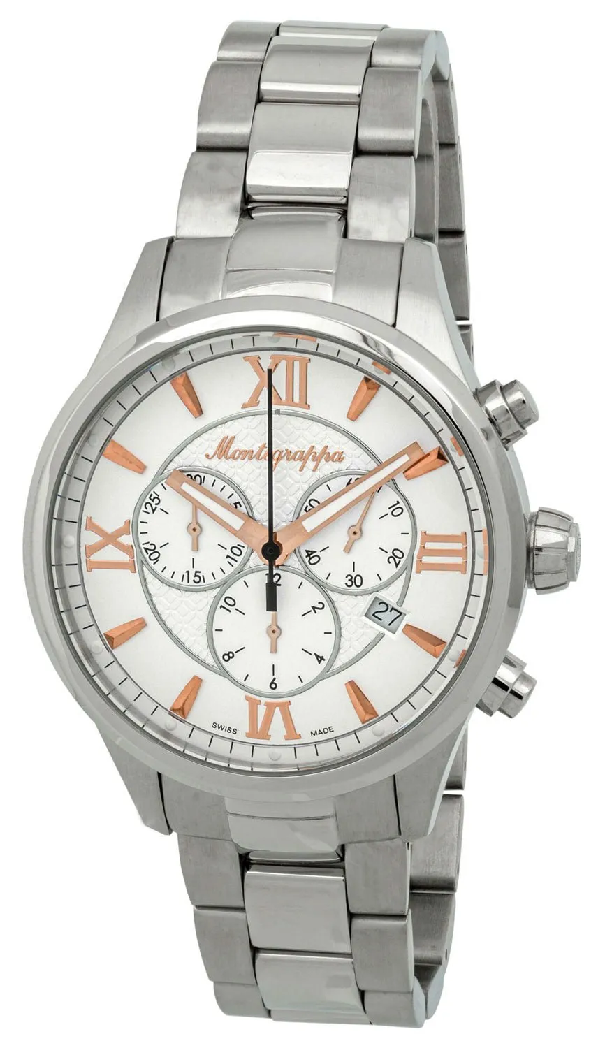 Montegrappa Fortuna Chronograph Date White Dial Stainless Steel Quartz Men's Watch IDFOWCIR