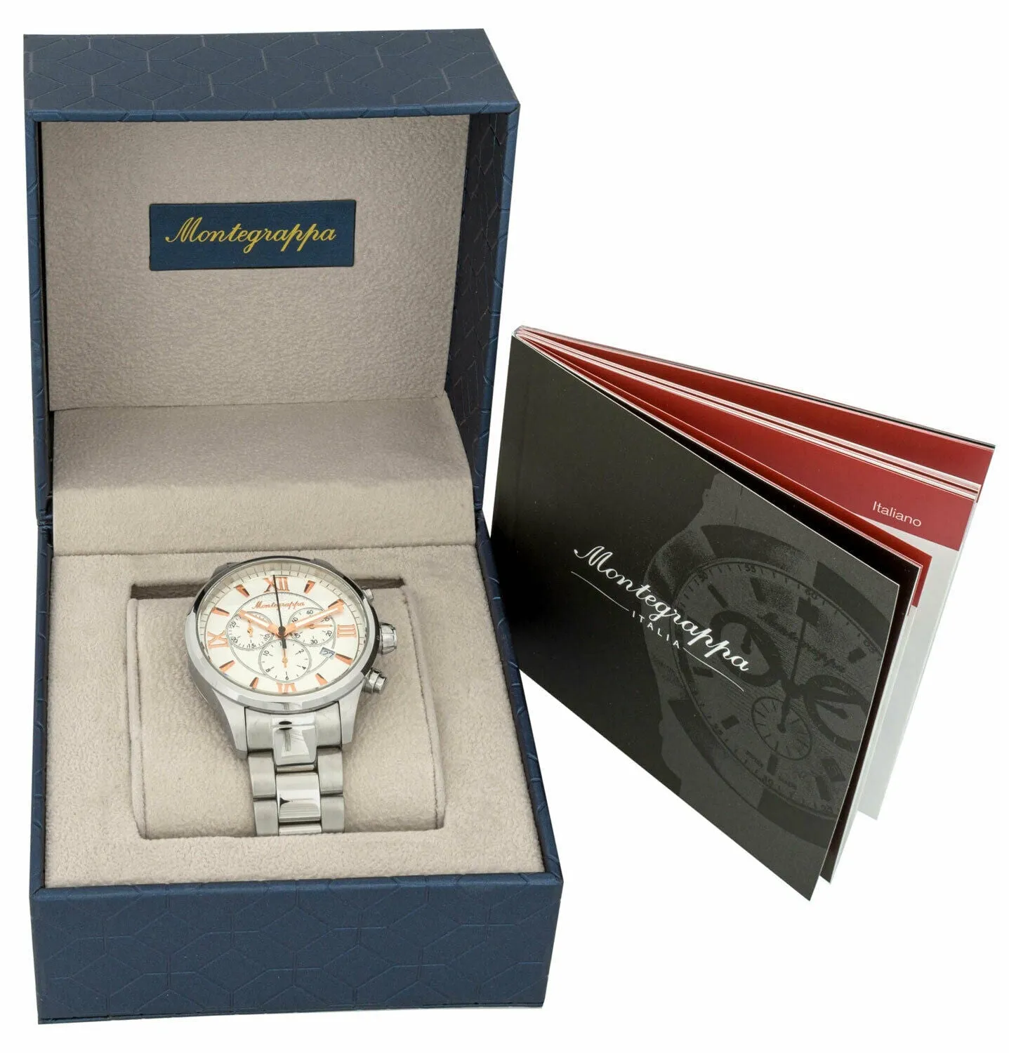 Montegrappa Fortuna Chronograph Date White Dial Stainless Steel Quartz Men's Watch IDFOWCIR