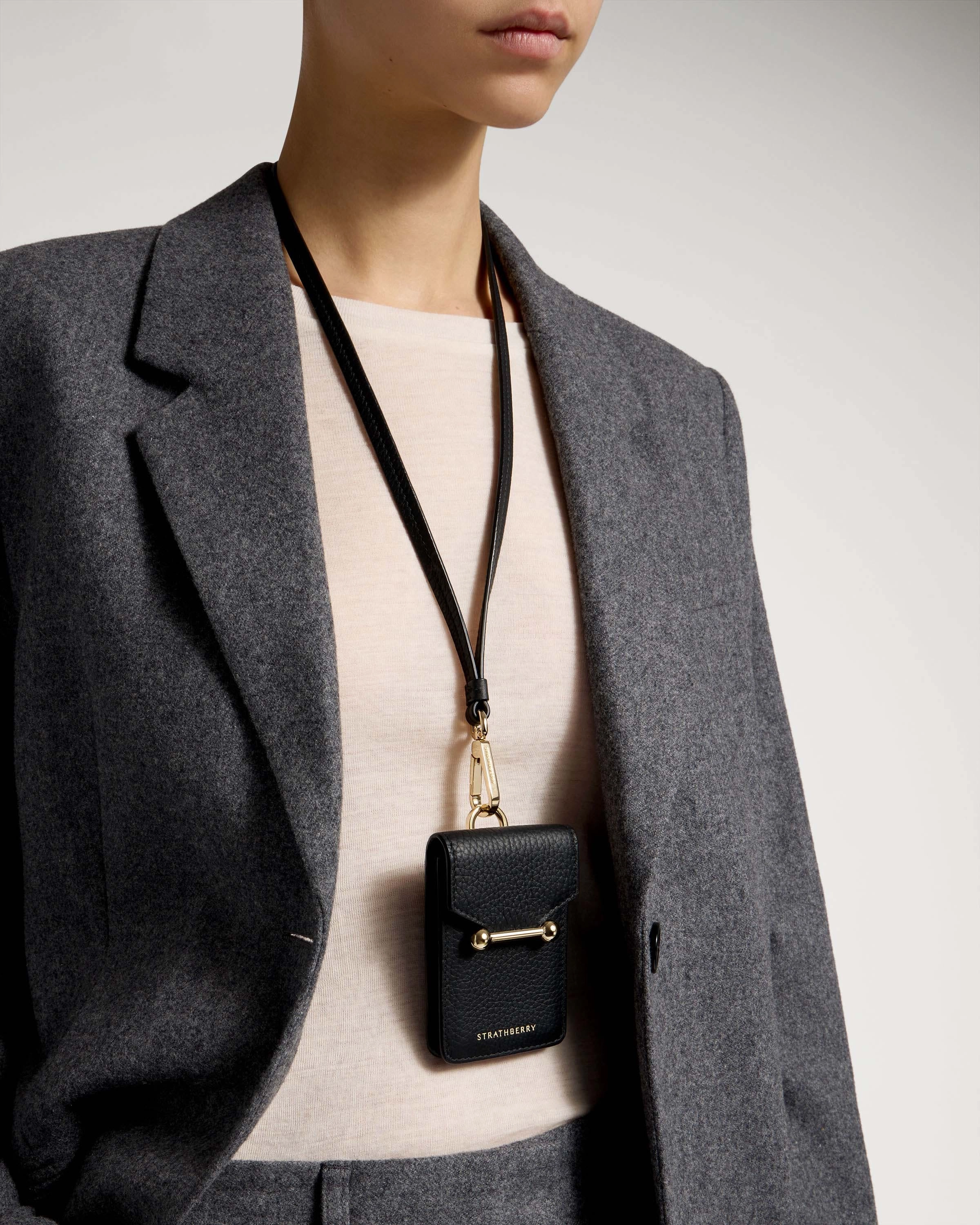Mosaic Cardholder with Strap - Black