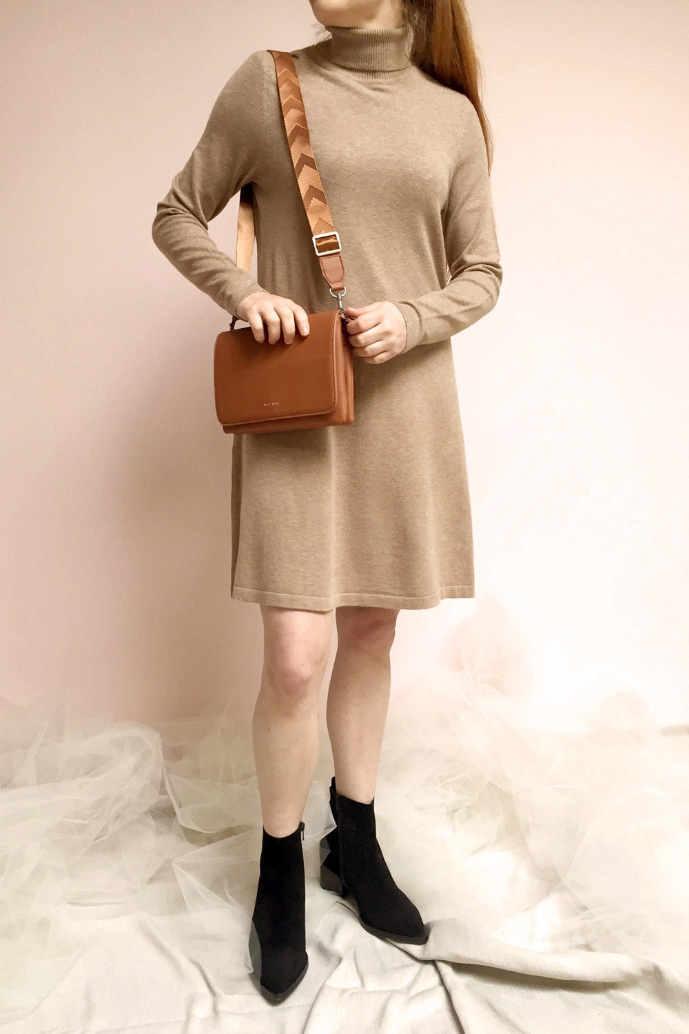 Orphne Camel | Beige Sweater Dress