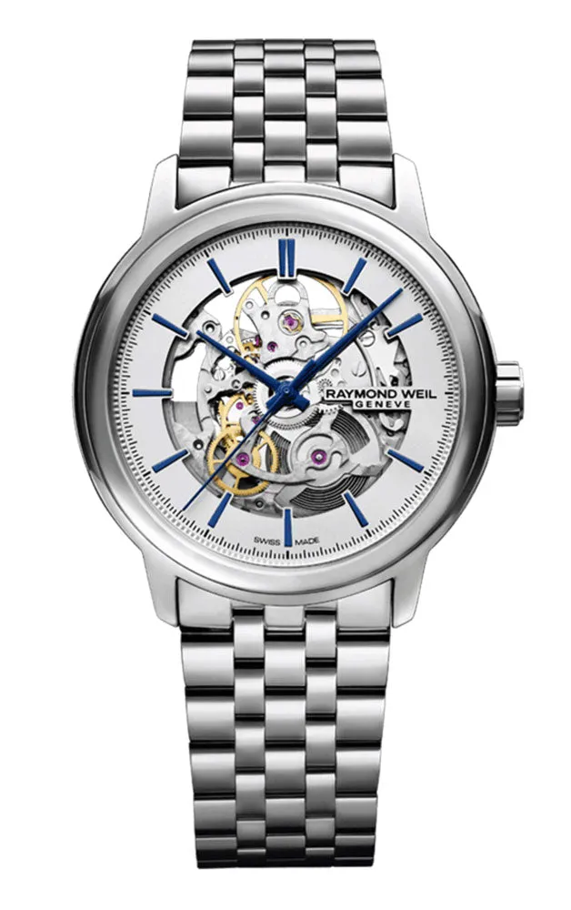 Raymond Weil Maestro Stainless Steel Skeleton Dial Automatic Mens Watch 2215-ST-65001
