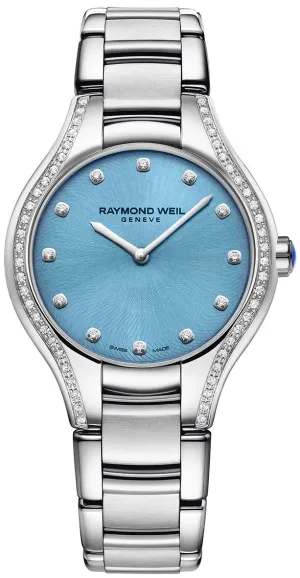 Raymond Weil Noemia Stainless Steel Diamonds Blue Dial Quartz Womens Watch 5132-STS-50081