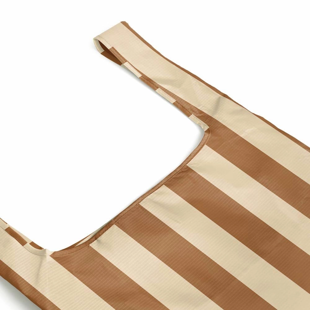 Reusable Shopping Bag - 2 Sizes -- Tan/Beige Stripe