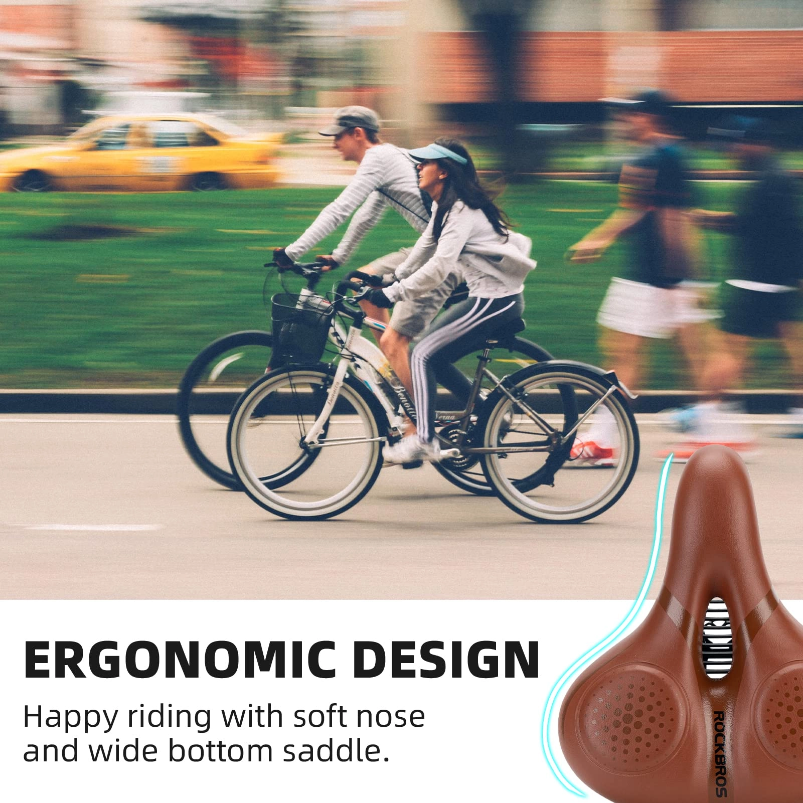 ROCKBROS Comfort Gel Bike Seat Breathable Waterproof Saddle Cruiser/Mountain/Fat Bikes