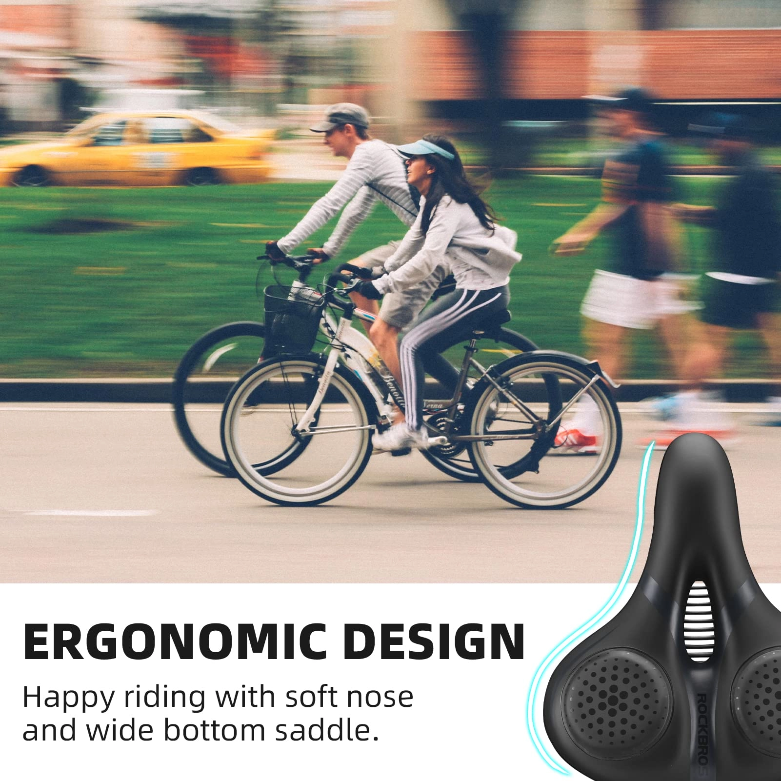 ROCKBROS Comfort Gel Bike Seat Breathable Waterproof Saddle Cruiser/Mountain/Fat Bikes