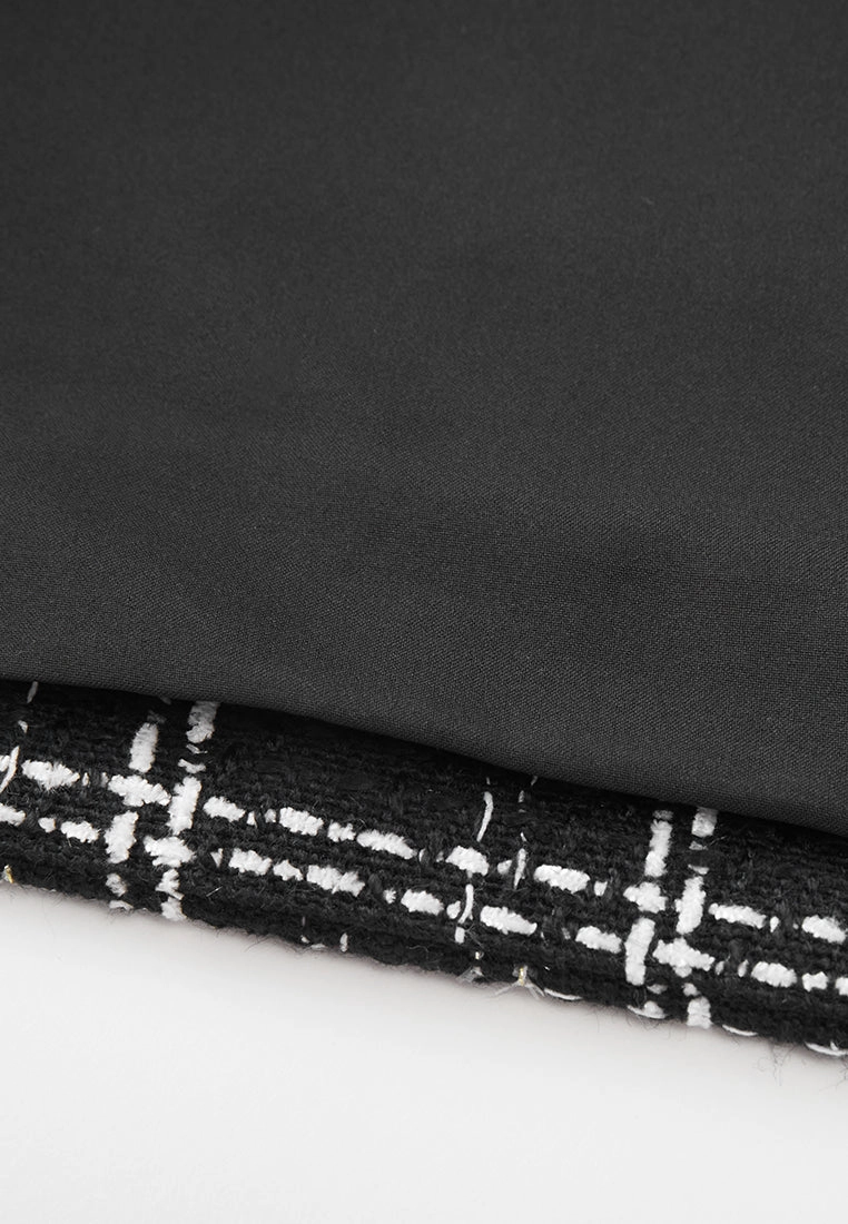 Scallop-trim Checked Patch-pocket Dress