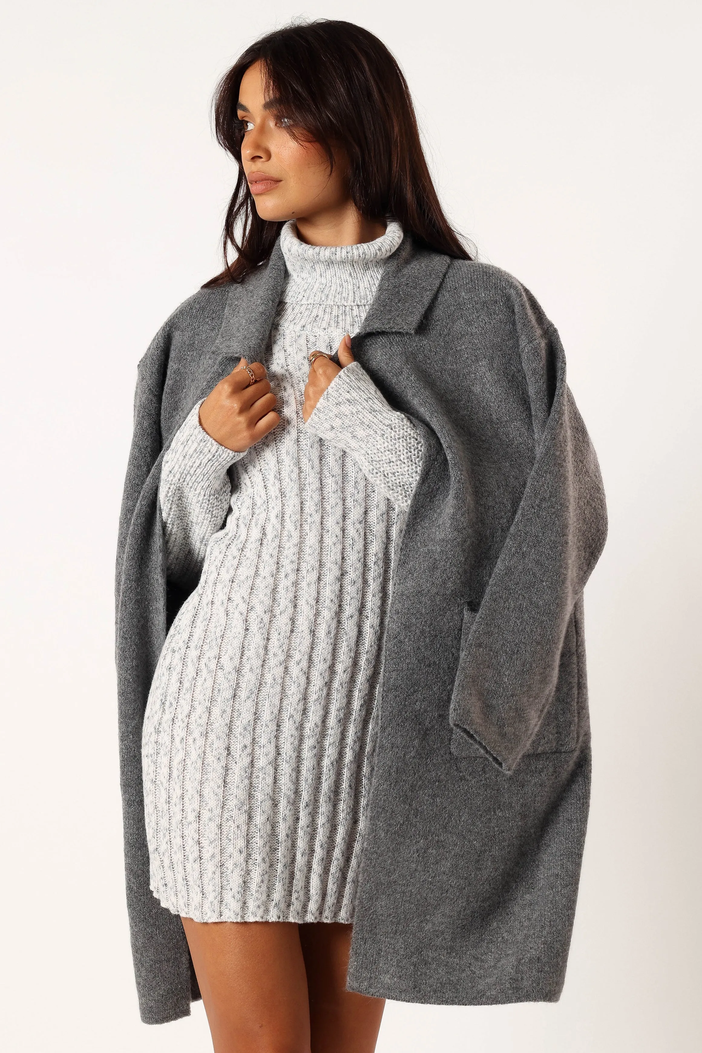Skylar Open Front Coatigan - Grey