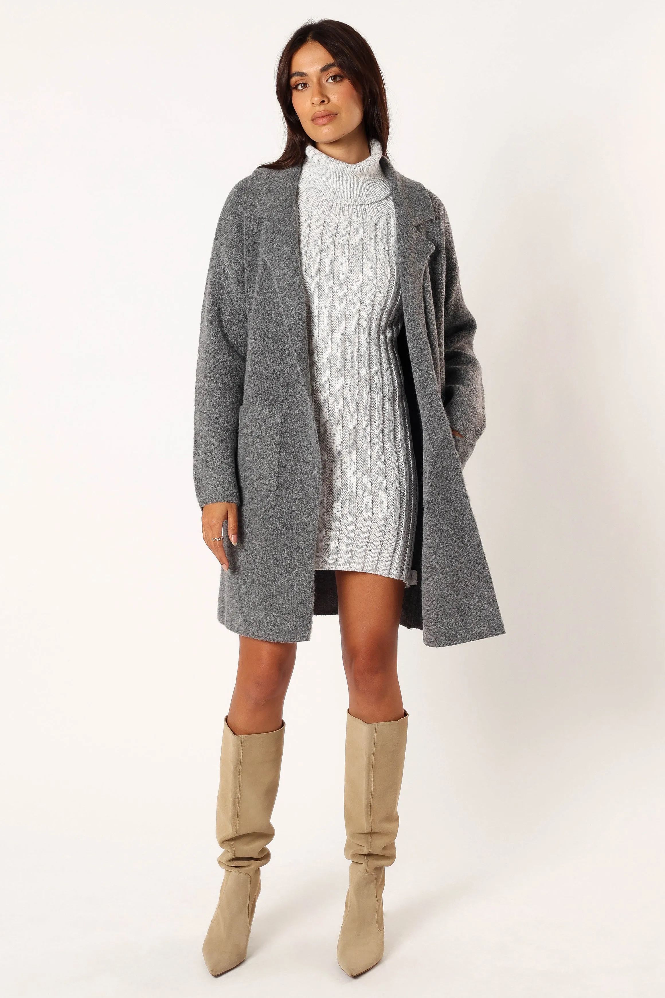 Skylar Open Front Coatigan - Grey
