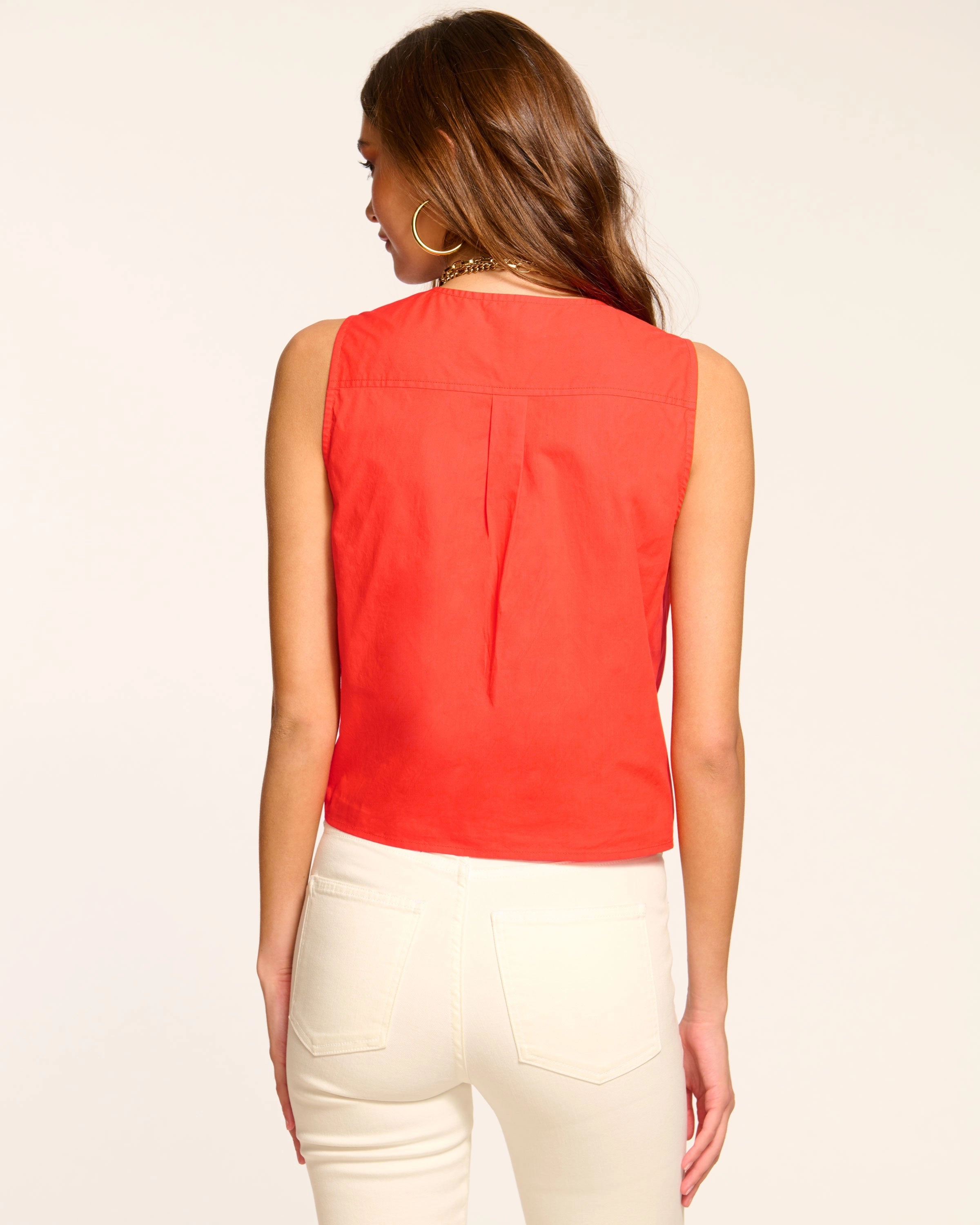 Svetlana V-Neck Cotton Poplin Tank Top