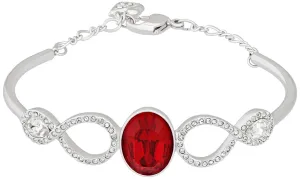 Swarovski Miles Rhodium Plated Stainless Steel Siam Red Crystal Bangle Chain Bracelet for Women 5039225