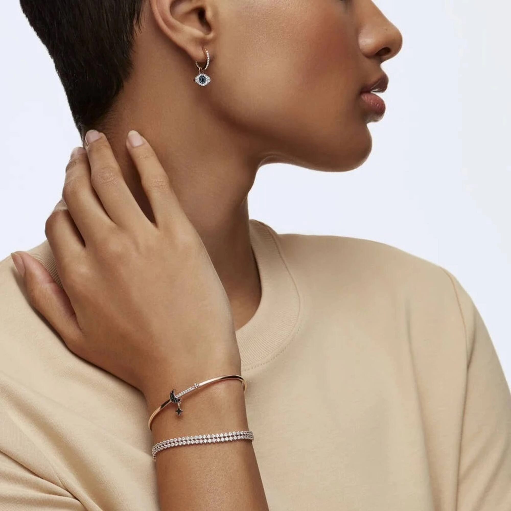 Swarovski Women's Bangle Bracelet - Swarovski Symbolic Duo Moon Rose Gold | 5429729