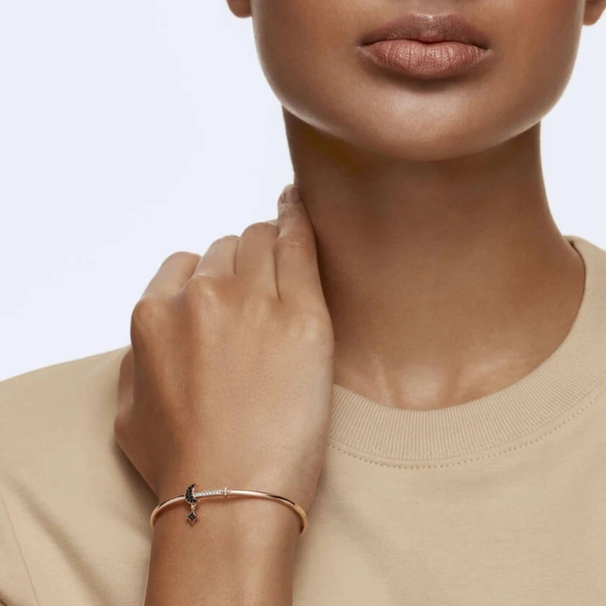Swarovski Women's Bangle Bracelet - Swarovski Symbolic Duo Moon Rose Gold | 5429729