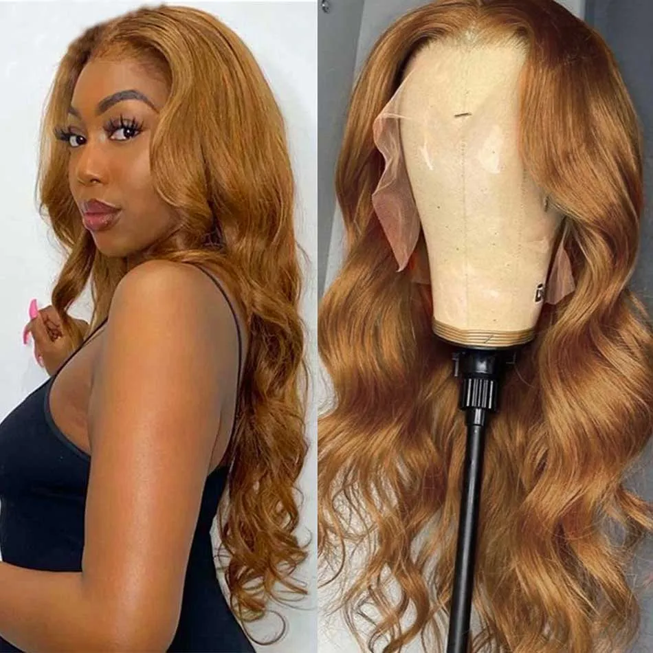 Tuneful Glueless Ginger Blonde Colored 13x6 5x5 6x5 Lace Front Closure Human Hair Wigs Body Wave Wigs 180% Density