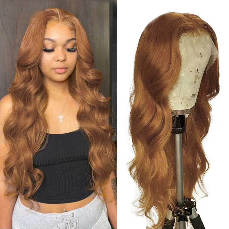 Tuneful Glueless Ginger Blonde Colored 13x6 5x5 6x5 Lace Front Closure Human Hair Wigs Body Wave Wigs 180% Density